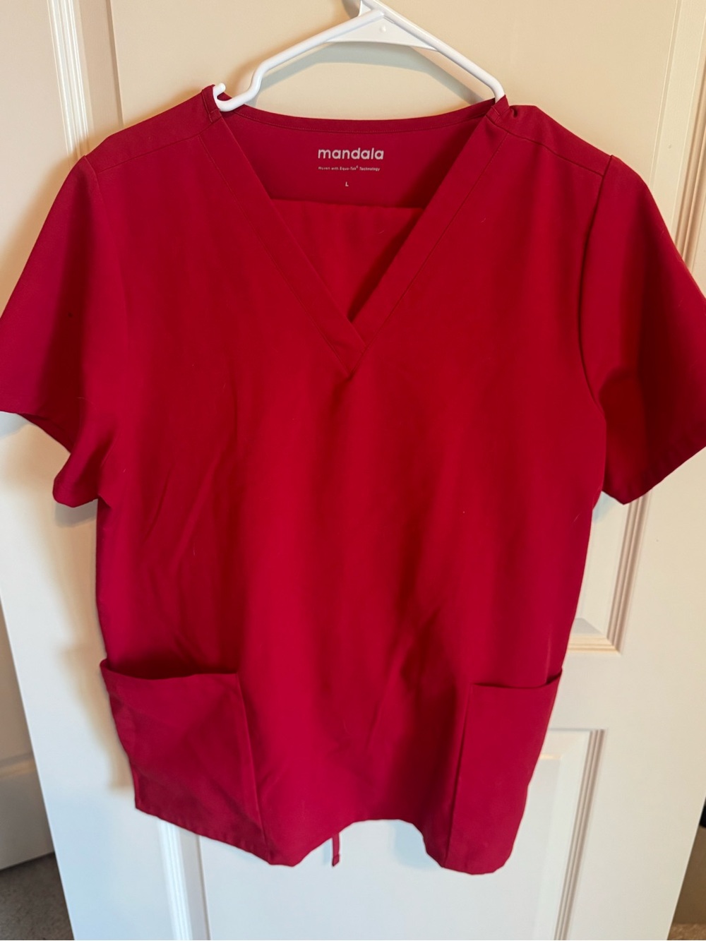 Mandala Women’s V-Neck Scrub Top in Red